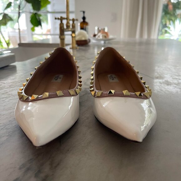 Valentino Rockstud Pointed Toe Ballerina Flat - Picture 2 of 7